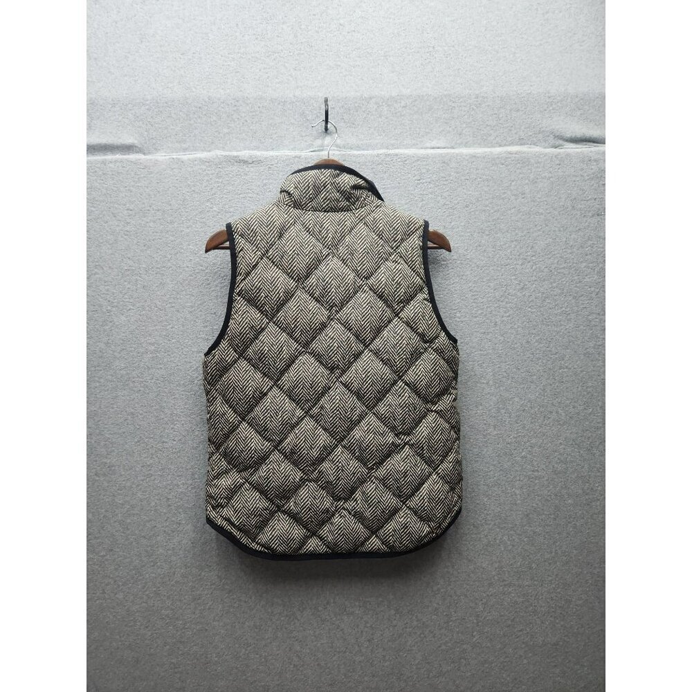 J.Crew Womens Quilted Puffer Vest  60% Down Black & White Herringbone Pattern S - Picture 8 of 9
